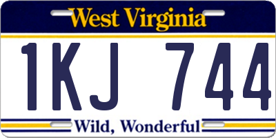 WV license plate 1KJ744
