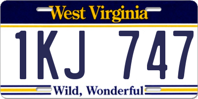 WV license plate 1KJ747