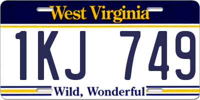 WV license plate 1KJ749