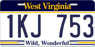 WV license plate 1KJ753