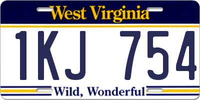 WV license plate 1KJ754