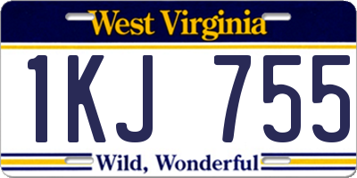 WV license plate 1KJ755