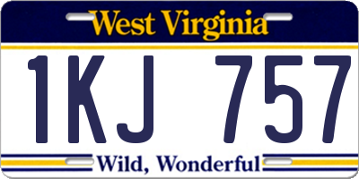 WV license plate 1KJ757