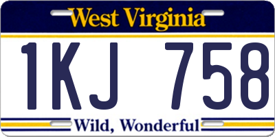 WV license plate 1KJ758