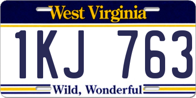WV license plate 1KJ763