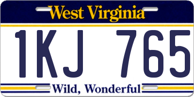 WV license plate 1KJ765