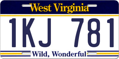 WV license plate 1KJ781