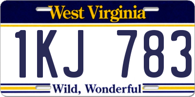 WV license plate 1KJ783