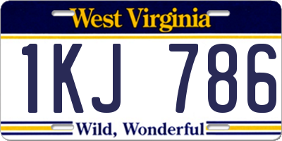 WV license plate 1KJ786