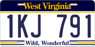 WV license plate 1KJ791