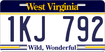 WV license plate 1KJ792