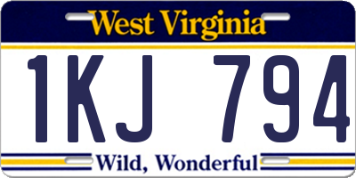 WV license plate 1KJ794
