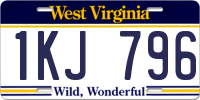 WV license plate 1KJ796