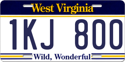 WV license plate 1KJ800