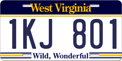 WV license plate 1KJ801