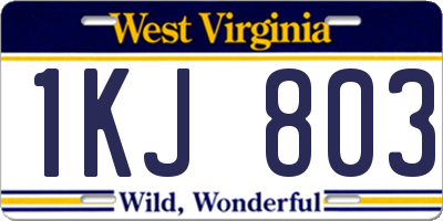 WV license plate 1KJ803