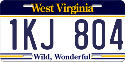 WV license plate 1KJ804