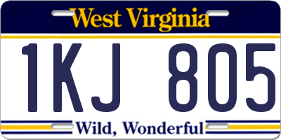 WV license plate 1KJ805
