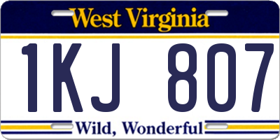 WV license plate 1KJ807