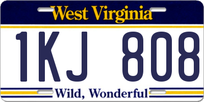 WV license plate 1KJ808