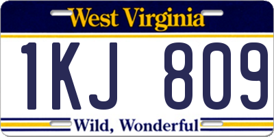 WV license plate 1KJ809