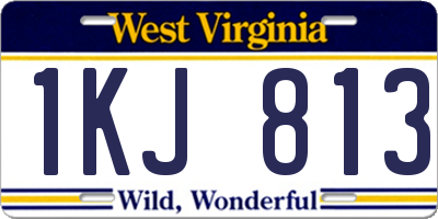 WV license plate 1KJ813