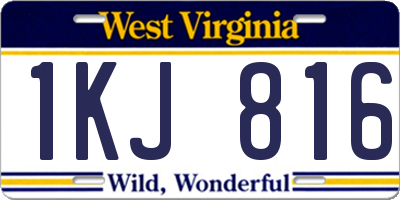WV license plate 1KJ816