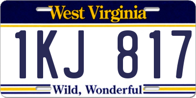 WV license plate 1KJ817