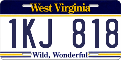 WV license plate 1KJ818