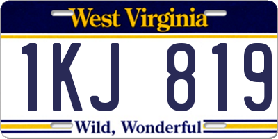 WV license plate 1KJ819