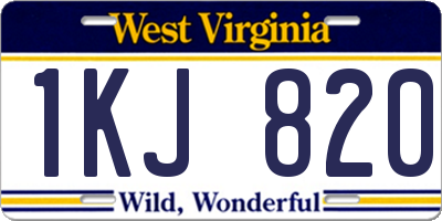 WV license plate 1KJ820