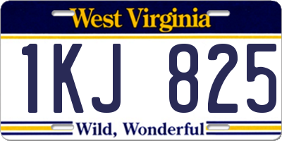 WV license plate 1KJ825