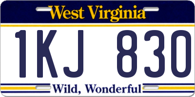 WV license plate 1KJ830