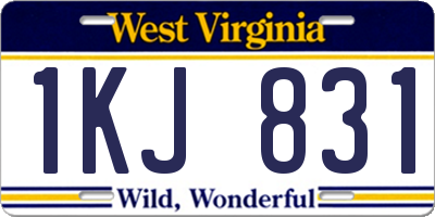 WV license plate 1KJ831