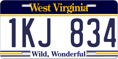 WV license plate 1KJ834