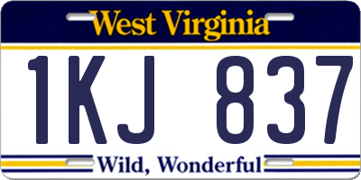 WV license plate 1KJ837