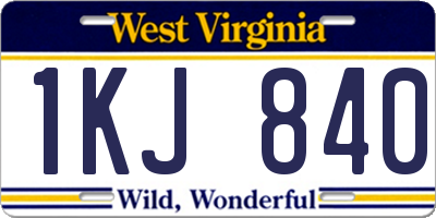 WV license plate 1KJ840