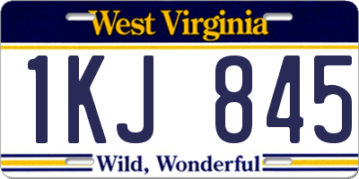 WV license plate 1KJ845