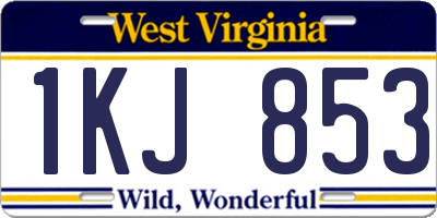 WV license plate 1KJ853