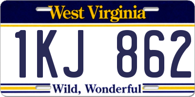 WV license plate 1KJ862