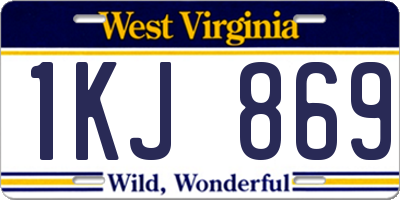 WV license plate 1KJ869