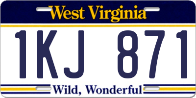 WV license plate 1KJ871