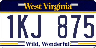 WV license plate 1KJ875