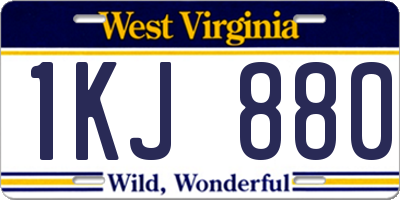 WV license plate 1KJ880