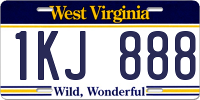 WV license plate 1KJ888