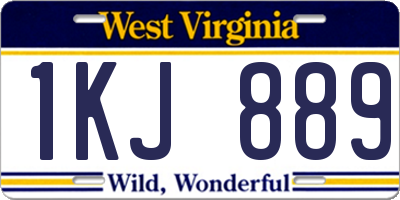 WV license plate 1KJ889