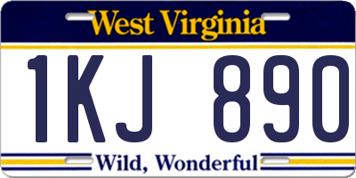 WV license plate 1KJ890