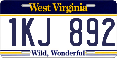 WV license plate 1KJ892