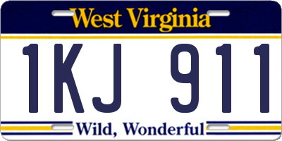 WV license plate 1KJ911