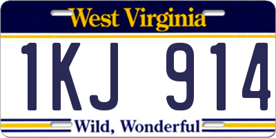 WV license plate 1KJ914